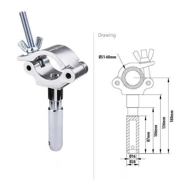 Pince Demi-Coupleur KUPO KCP-830 - 50mm - Capacité 300kg SWL - Occasion