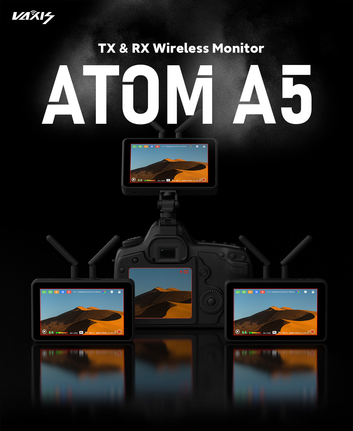 Vaxis Wireless Video Transmission Systems Australia: Atom A5 Monitor Kit | Dragon Image