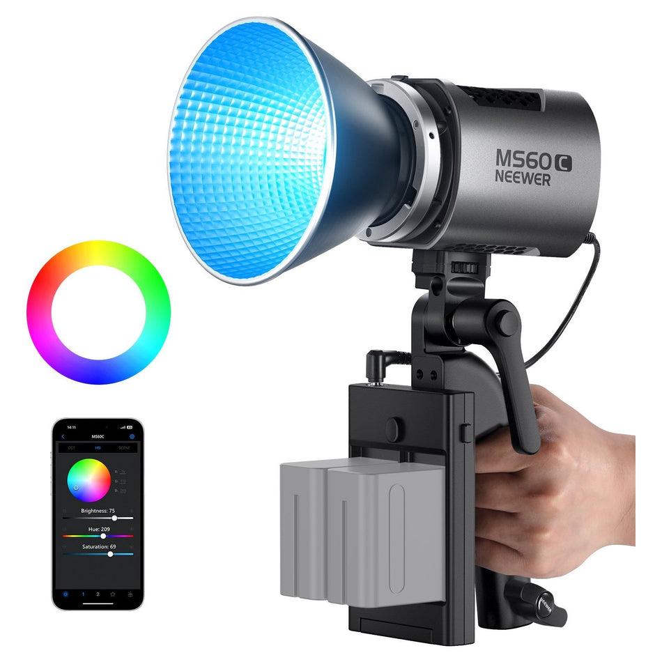 Neewer Three Head MS60C LED lighting Kit with White/Green Background 2.9x2.2m