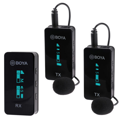 BOYA BY-XM6-S2 Ultra Compact 2.4GHz Dual-Channel Wireless Microphone (1xRX & 2xTX)