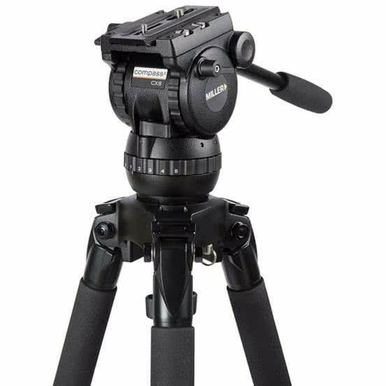 Miller CX8 (1093) 75 Sprinter II 2-St Carbon Fibre Tripod (1620G) Ground Spreader (470) Pan Handle (679) Softcase (3502) - Dragon Image