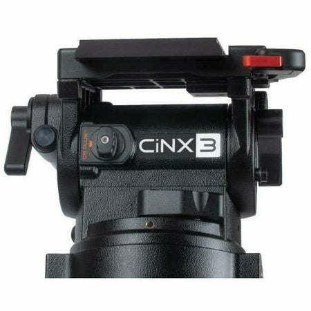 Miller CiNX 3 Fluid Head supplied with telescopic pan handle (698), clamp nut, camera plate (1065) and replaceable 100mm claw ball (1290) - Dragon Image