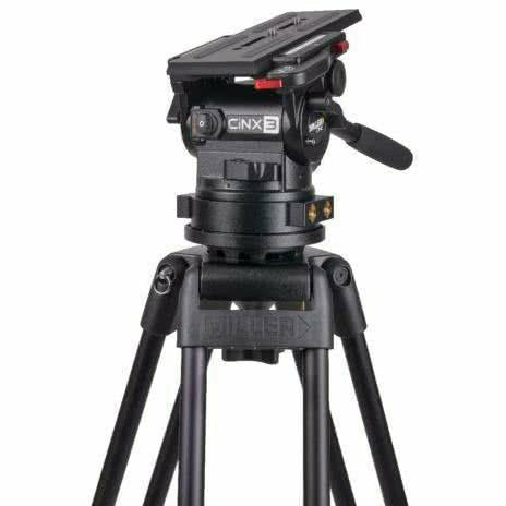 Miller CiNX 3 Fluid Head supplied with telescopic pan handle (698), clamp nut, camera plate (1065) and replaceable 100mm claw ball (1290) - Dragon Image
