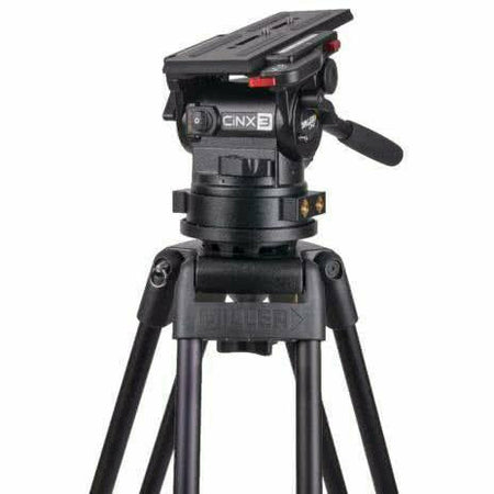 Miller CiNX 3 Fluid Head supplied with telescopic pan handle (698), clamp nut, camera plate (1065) and replaceable 100mm claw ball (1290) - Dragon Image