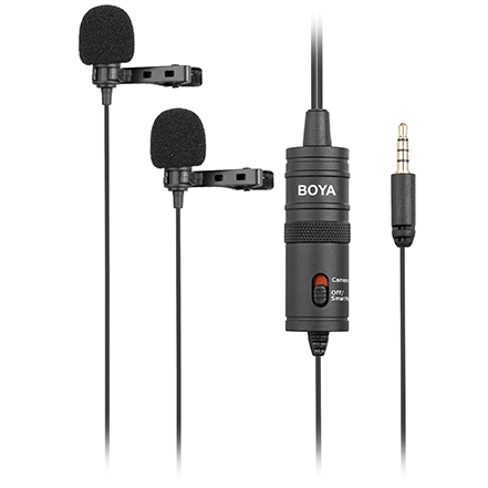 BOYA BY-M1DM Dual Mic. Lavalier Microphone for Smartphones & DSLR - Dragon Image