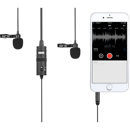 BOYA BY-M1DM Dual Mic. Lavalier Microphone for Smartphones & DSLR - Dragon Image