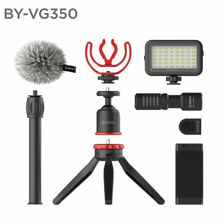 BOYA BY-VG350 Vlogging Kit 2 incl. Mini Tripod, BY-MM1+ Mic, LED Light & Cold Shoe Mount - Dragon Image