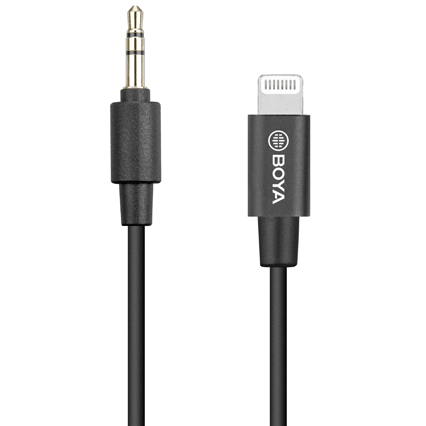 BOYA BY-K1 3.5mm Male TRS to Male Lightning Adapter Cable 20cm Length - Dragon Image