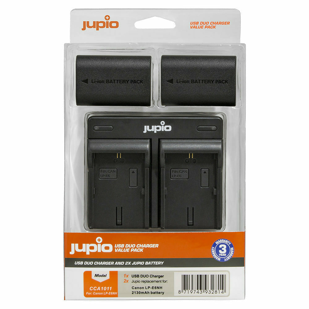 Jupio Kit: 2 x Canon LP-E6NH 2130mAh Batteries + USB Dual Charger - Dragon Image