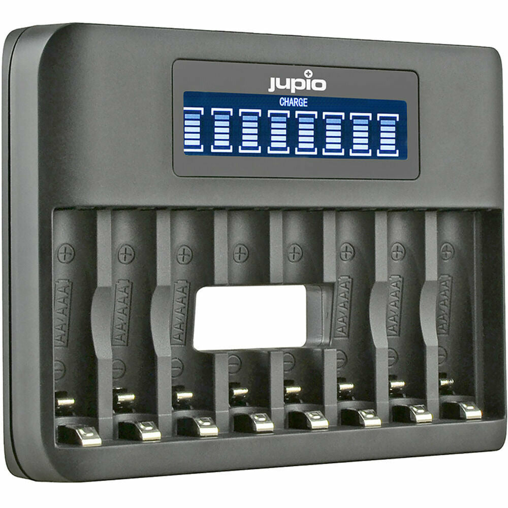 Jupio 8 Slot Octo Rechargeable AA & AAA Batteries with USB Fast Charger & LCD Screen - Dragon Image