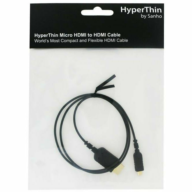 HyperThin Micro HDMI to HDMI Cable 80cm Black Worlds Thinnest & Most Flexible - Dragon Image