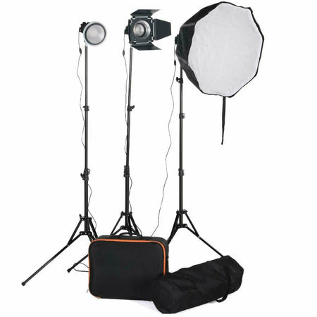 Lightpro LED 3 point Interview Kit - 400C x 3 Head Kit with stands cases - Dragon Image