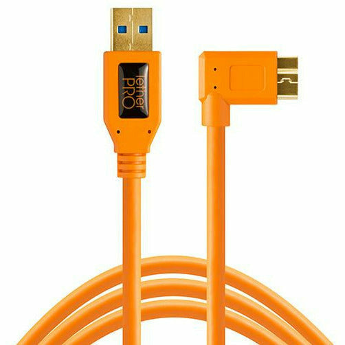 Tether Tools TetherPro USB 3 Micro-B Right Angle Adapter 4.6m Hi-Vis Orange - Dragon Image